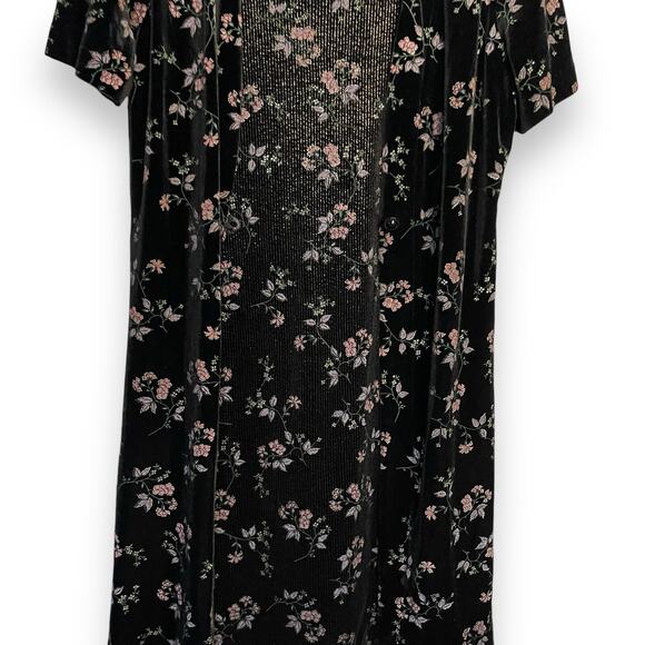 Another Thyme Knee Length Dress Women's 12 Black Floral VTG Cardigan Look Gothic - Picture 7 of 12